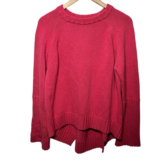 Tuckernuck Sweater Pink Wool Cashmere Chunky Cozy Knit Hi Lo Ribbed Sleeve Hem M - Picture 1 of 6